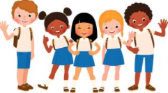 A group of children in school uniformsDescription automatically generated